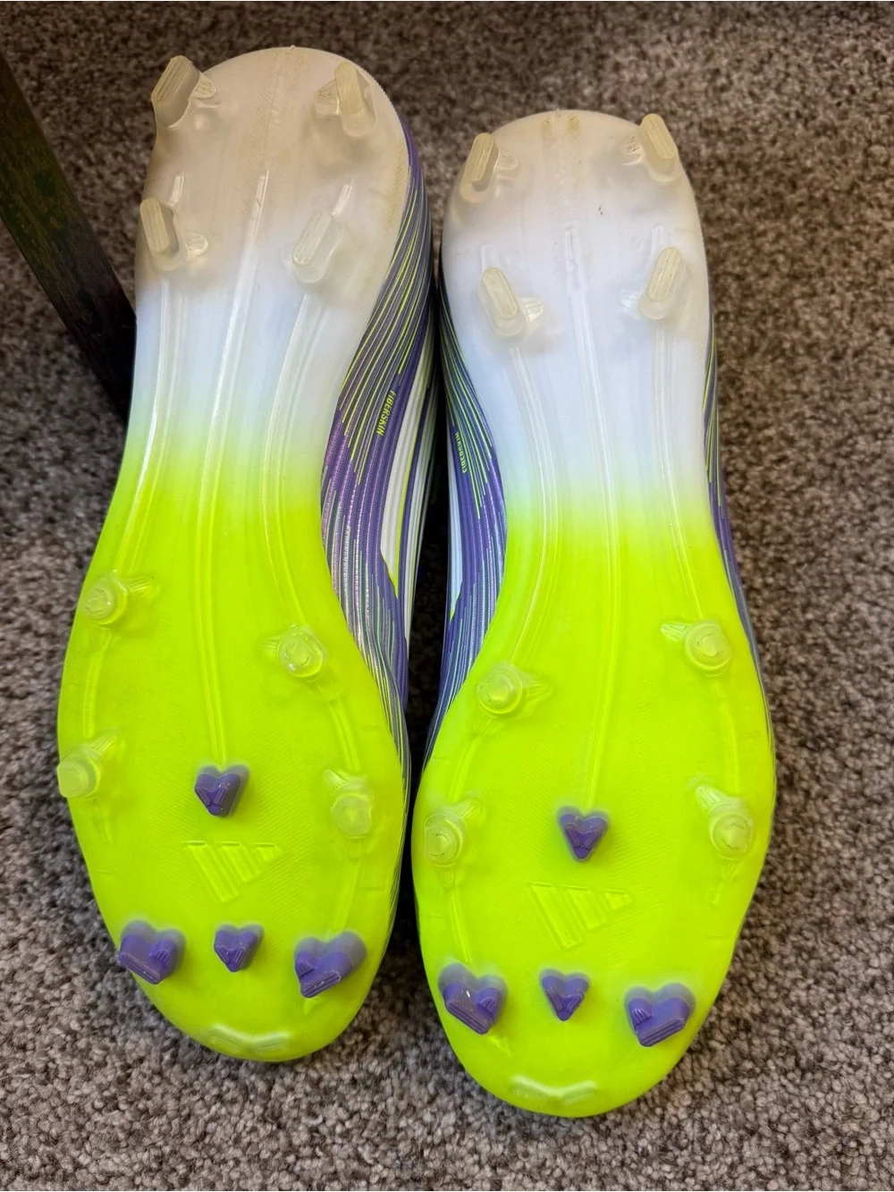 adidas Men’s Purple & Neon Green Athletic Shoes f50 soccer shoes